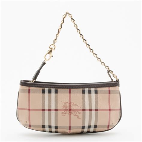 burberry haymarket check chain link wristlet|Burberry Haymarket Check and Leather Pouch .